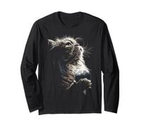 Chat Persan Tenant la Pleine Lune Clair de Lune esthétique Chaton Art Manche Longue