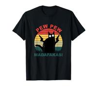 Chat Pew Pew Madafakas Cat Crazy Drôle Rétro T-Shirt