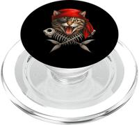 Chat Pirate Jolly Roger Halloween Crâne et os croisés PopSockets PopGrip pour MagSafe