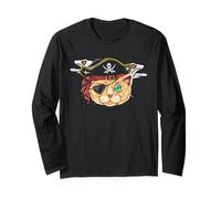 Chat Pirate Kitty Captain Sailor Pet Lover Art Manche Longue