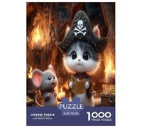 Chat Pirate Puzzle 1000 Pièces pour Adultes Et Enfants À Partir De 12 Ans Jeu Cadeau Unique Divertissement Créatif Cadeau Classiques Décoration De La Maison 70x50cm/1000pcs