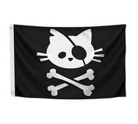 Chat Pirate Tête De Mort Et Os Croisés Accueil Drapeau De Festival 90X150Cm Durable Drapeau De Suspendre Bannière Cour Pour Maison Événement Toutes Les Saisons