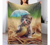 Chat Plaid Couverture Polaire, Couverture en Flannel Épaisse Douce Et Confortable pour Lit Moelleux Et Chaud pour Canapé Ou Lit(130×150cm)