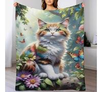 Chat Plaid Polaire Canape Couverture - Jete De Canapé en Flannel, Doux Chaude, pour Le Voyage Lit, Fit All-Season （140×180cm）