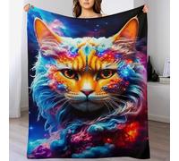 Chat Plaid Polaire Canape Couverture - Jete De Canapé en Flannel, Doux Chaude, pour Le Voyage Lit, Fit All-Season （150×200cm）