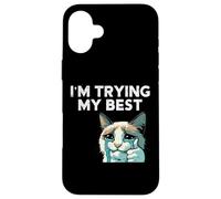 Chat pleurant Le Pouce vers Le Haut Im Trying My Best Meme Hommes Femmes Enfants Coque pour iPhone 16 Plus
