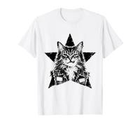 Chat Poilu avec étoile années 2000 Y2k Grunge Esthétique Punk Chaton T-Shirt