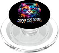 Chat Portant Un Casque Drop The Bass EDM DJ Rave Design PopSockets PopGrip pour MagSafe