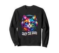 Chat Portant Un Casque Drop The Bass EDM DJ Rave Design Sweatshirt