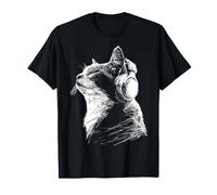 Chat Portant Un Casque T-Shirt