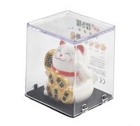 Chat porte-bonheur à énergie solaire de 5,1 cm pour la maison, le bureau, la voiture - Figurine de chat Feng Shui qui fait signe - Plastique avec mouvement électronique (blanc)