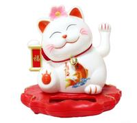 Chat porte-bonheur à énergie solaire | Maneki Neko agitant automatiquement la lumière avec poisson pour la richesse | Décoration Feng Shui sans piles pour la maison, le bureau, la voiture | (2314