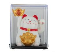 Chat porte-bonheur à énergie solaire pour voiture, bureau et maison, décoration Feng Shui pour la prospérité et la chance (blanc) 5,1 cm