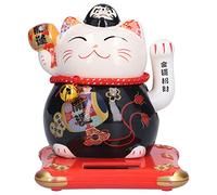 Chat Porte-bonheur Alimenté par L'énergie Solaire, Chat Accueillant la Fortune Chanceuse, Maneki Neko en Céramique, Chat Porte-bonheur pour le Bureau à Domicile et la Voiture, Chat Chinois(#3)