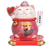 Chat Porte-bonheur Alimenté par L'énergie Solaire, Chat Accueillant la Fortune Chanceuse, Maneki Neko en Céramique, Chat Porte-bonheur pour le Bureau à Domicile et la Voiture, Chat Chinois(#4)