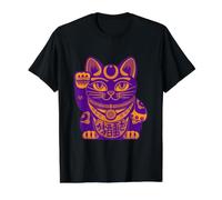 Chat Porte-Bonheur Chat Mignon Maneki-Neko Chat à Angle T-Shirt Graphique avec Valeur, Homme, Noir, S