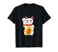 Chat Porte-Bonheur Chat Mignon Maneki-Neko Chat à Angle T-Shirt Graphique avec Valeur, Homme, Noir, S