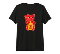 Chat Porte-Bonheur Chat Mignon Maneki-Neko Chat à Angle T-Shirt Haut de Gamme