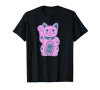 Chat Porte-Bonheur Chat Mignon Maneki-Neko Chat Design Moderne T-Shirt Graphique avec Valeur, Homme, Noir, XL