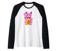 Chat Porte-Bonheur Chats Maneki-Neko Chat d'oeil Lucky Yoga Manche Raglan