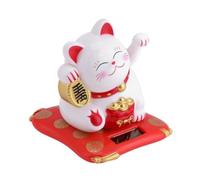 Chat Porte-Bonheur Chinois, Chat Porte-Bonheur à énergie Solaire Mini Chat Heureux avec Bras agitant Faisant Signe à Une Figurine de Chat décoration pour Voiture Bureau à Domicile(Blanc)