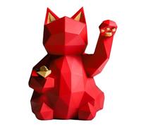 Chat porte-bonheur coloré en résine, décoration parfaite pour égayer n'importe quel espace (rouge grande taille)