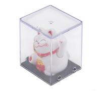 Chat porte-bonheur décoratif à énergie solaire, pour décoration intérieure de voiture, bureau, bureau, décoration de bureau, figurine de chat mignonne en noir, blanc, doré (blanc)