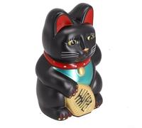 Chat porte-bonheur électrique agitant - Chat porte-bonheur de 15,2 cm avec pépite dorée - Décoration de fortune à piles pour ouverture de magasin, bureau et décoration d'intérieur, noir