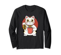 Chat porte-bonheur Fatigué Maneki Neko Café Drôle Style Japonais Manche Longue