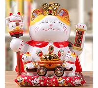 Chat Porte Bonheur,Fortune Chanceux Chat,Maneki Neko Japonais Porcelaine,Maneki Neko électrique,Chat Porte Bonheur Bonne ,avec Bras Agitant pour Décoration ,Belles Statues pour Voiture/Maison/Bureau