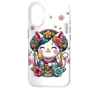Chat Porte-Bonheur Geisha Japonais Fortune & Tradition Style Kawaii Coque pour iPhone 17
