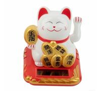 Chat porte-bonheur japonais alimenté par l'énergie solaire, décoration de voiture, symbole du Nouvel An (blanc)