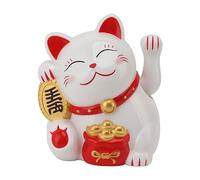 Chat Porte-Bonheur Japonais de 14 Cm, Fonctionnant à Piles avec Bras ondulé, Décoration Chinoise Feng Shui Maneki Neko pour l'argent de la Fortune et la Bonne Chance, pour