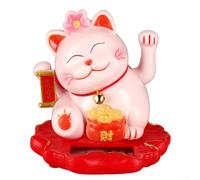 Chat porte-bonheur Maneki Neko à énergie solaire qui agite les mains qui agitent le chat, bonne chance, fortune, bienvenue, décoration pour la maison et la voiture (2313-Rose)