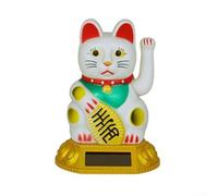 Chat porte-bonheur Maneki Neko écologique avec vague de patte gauche et pépite dorée, figurine en plastique pour entrée d'entreprise et décoration d'intérieur (blanc)