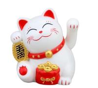 Chat porte-bonheur qui secoue le soleil - Décoration chinoise du chat de la richesse, statue solaire légère de Maneki Neko | Décorations solaires durables de la statue du chat de la fortune, chat de