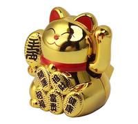 Chat Porte-Bonheur Solaire, Économie D'Énergie, 5,1 Cm, Petit Chat Porte-Bonheur Inodore, Écologique, pour La Maison Et Le Bureau (Or)