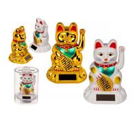 Chat porte-bonheur solaire - OUT OF THE BLUE - Maneki-neko - Plastique résistant - Énergie solaire - 7,5 cm