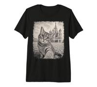 Chat Prenant Selfie Saint Basilic Moscou Russie T-Shirt Haut de Gamme
