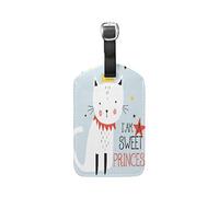 Chat Princesse Minou Etiquettes à Bagages de Valises Voyage en Cuir Etiquette Nom Adresse ID Tags Drôle pour Les Garçons Filles(3PACK)