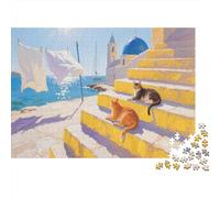 Chat Puzzle 1000 Pièces Adultes Enfants The Chat on The Steps Puzzles 1000 Pièces Jeu Éduchatif Décor À La Maison 1000pcs (75x50cm)