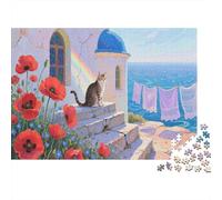Chat Puzzle 1000 Pièces Adultes The Chat on The Steps Puzzles 1000 Pièces Jeu Éduchatif Cadeau 1000pcs (75x50cm)