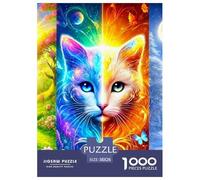 Chat Puzzle 1000 Pièces Animal de Compagnie - Challenge Zen, Carte Géographique À Assembler, Poster Inclus, Cadeau ÉduChatif, 38x26cm/1000pcs
