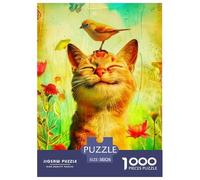 Chat Puzzle 1000 Pièces Animal de Compagnie - Challenge Zen, Carte Géographique À Assembler, Poster Inclus, Cadeau ÉduChatif, 38x26cm/1000pcs