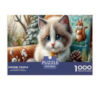 Chat Puzzle 1000 Pièces Cadeau Unique écureuilPillow Challenge Toy À De Qualité Supérieure Peinture Art pour Adultes Et Enfants À Partir De 14 Ans 38x26cm/1000pcs