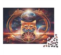 Chat Puzzle 1000 Pieces Cadeau Unique Univers Science Fiction Jeu Éducatif Challenge Toy À De Qualité Supérieure Peinture Art pour Adultes Et Enfants 1000pcs (75x50cm)