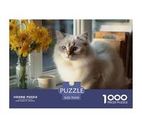 Chat Puzzle 1000 Pièces Cute Pets - Puzzle Cozy Soir D’Hiver, Carton Premium, Challenge en Duo, Poster pour Déco, 70x50cm/1000pcs