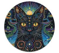 Chat Puzzle 1000 Pièces Mysterious Fantasy Ciel étoilé Ronde Puzzle Jeu Occasionnel De l'art De La Décoration Moderne pour Toute La Famille 1000pcs (67.5x67.5cm)