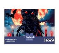 Chat Puzzle 1000 Pièces - Puzzle Cozy Soir D’Hiver, Carton Premium, Challenge en Duo, Poster pour Déco, 38x26cm/1000pcs