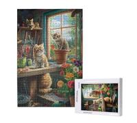 Chat Puzzle 1500 Pièces Adultes Puzzle Fleur Classique, Activite Manuelle Adulte, Puzzles de Jeu Stimulants, Puzzles impossible, Enjoy Activités de défi Familial pour Ies Soirées de Jeu,p1661t